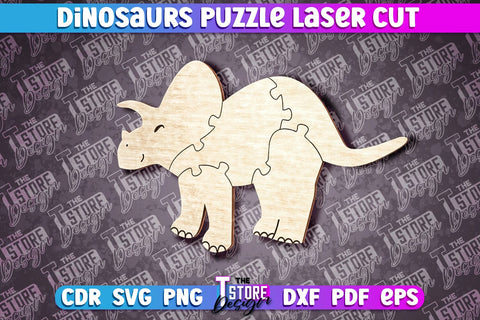 Dinosaurs Puzzle Laser Cut | Puzzle Game Laser Cut Design | CNC Files SVG The T Store Design 