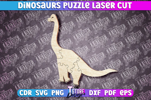 Dinosaurs Puzzle Laser Cut | Puzzle Game Laser Cut Design | CNC Files SVG The T Store Design 