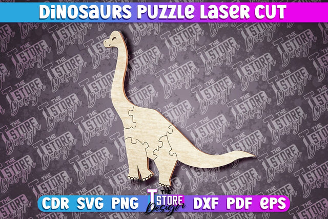 Dinosaurs Puzzle Laser Cut | Puzzle Game Laser Cut Design | CNC Files SVG The T Store Design 