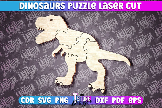Dinosaurs Puzzle Laser Cut | Puzzle Game Laser Cut Design | CNC Files SVG The T Store Design 