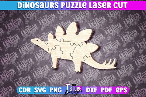 Dinosaurs Puzzle Laser Cut | Puzzle Game Laser Cut Design | CNC Files SVG The T Store Design 