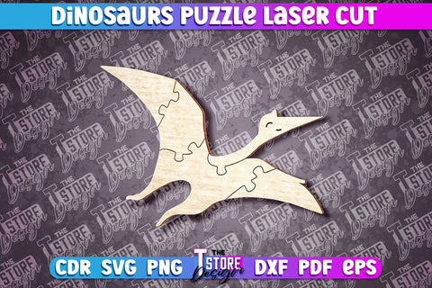 Dinosaurs Puzzle Laser Cut | Puzzle Game Laser Cut Design | CNC Files SVG The T Store Design 