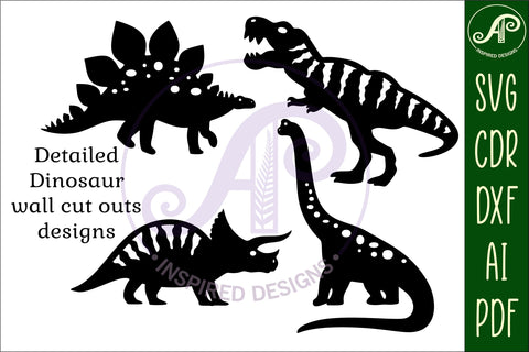 Dinosaurs Silhouette laser cut shapes x 4 SVG SVG APInspireddesigns 