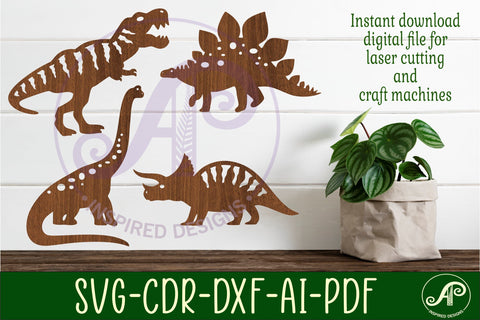 Dinosaurs Silhouette laser cut shapes x 4 SVG SVG APInspireddesigns 