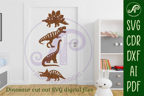 Dinosaurs Silhouette laser cut shapes x 4 SVG SVG APInspireddesigns 