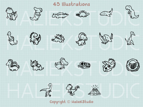 Dinosaurs Vol. 2 SVG Design Set SVG HalieKStudio 