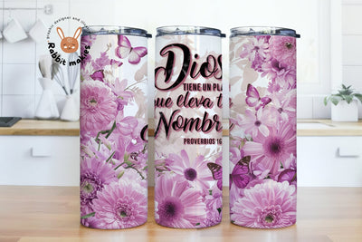 Dios Tiene Un Plan Que Lleva Tu Nombre 20oz Skinny Tumbler Wrap, Bible Verse Quotes Digital Download Png, Proverbios 16 Png, Spanish Christian Tumbler Wrap Sublimation Rabbitmakies 
