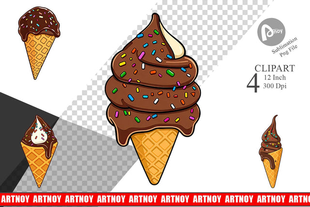 Dipped Ice Cream Clipart Sublimation artnoy 