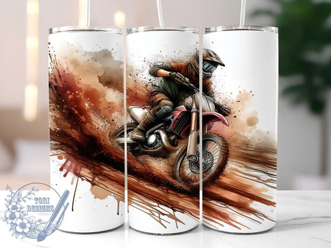 Dirt Bike 20oz Skinny Tumbler, Sports Tumbler Png, Straight & Tapered Tumbler Wrap, Instant Digital Download Sublimation ToriDesigns 