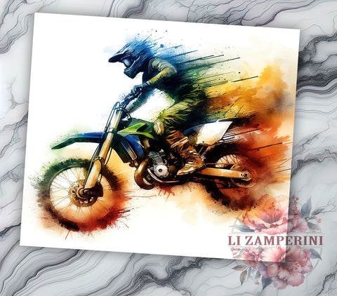 Dirt Bike 20oz Tumbler Wrap PNG, Motorcycle Tumbler Png, Straight & Tapered Tumbler Wrap, Instant Digital Download Sublimation Li Zamperini 