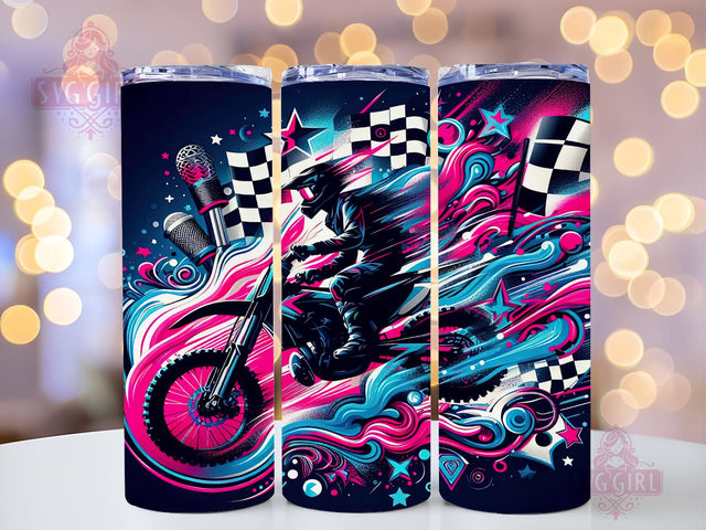 Dirt Bike Girl 20oz Tumbler Wrap Sublimation Design, Straight Tapered Tumbler Wrap, Motocross Tumbler Png, Instant Digital Download Sublimation SvggirlplusArt 