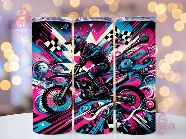 Dirt Bike Girl 20oz Tumbler Wrap Sublimation Design, Straight Tapered Tumbler Wrap, Motocross Tumbler Png, Instant Digital Download Sublimation SvggirlplusArt 
