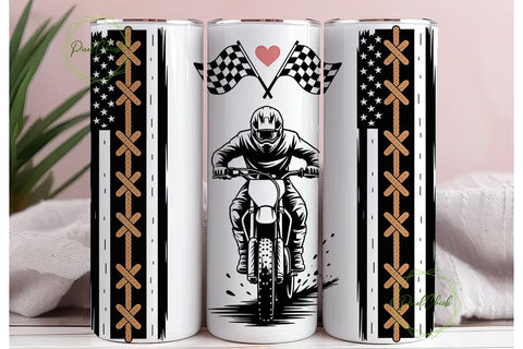 Dirt Bike Girl Racing Tumbler Wrap PNG Sublimation PixelChick 