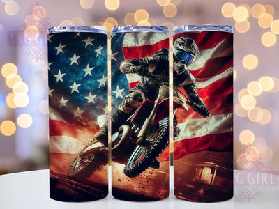 Dirt Bike Tumbler Wrap, Patriotic Bike Design, 20oz Sublimation Wrap, Digital Download Tumbler, American Flag Dirt Bike Art, Biker Drinkware, Unique Tumbler Design, Motorcycle Sublimation Sublimation SvggirlplusArt 