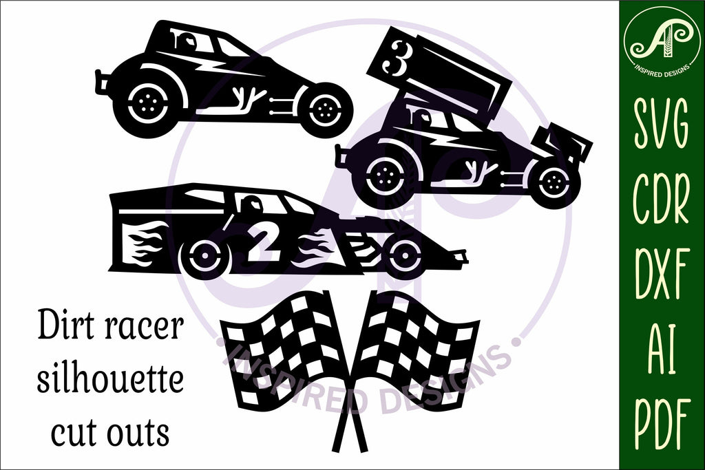 Dirt Race cars laser cut outs SVG file - So Fontsy