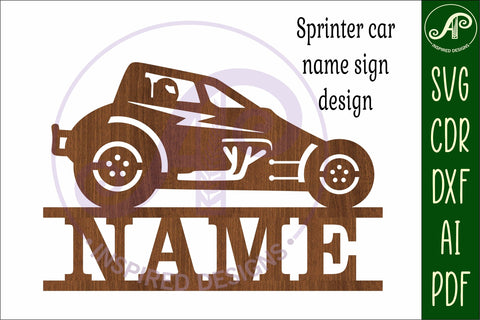 Dirt racer sprint car without wings Name sign SVG APInspireddesigns 