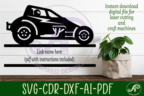 Dirt racer sprint car without wings Name sign SVG APInspireddesigns 