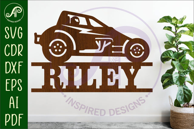 Dirt racer sprint car without wings Name sign SVG APInspireddesigns 