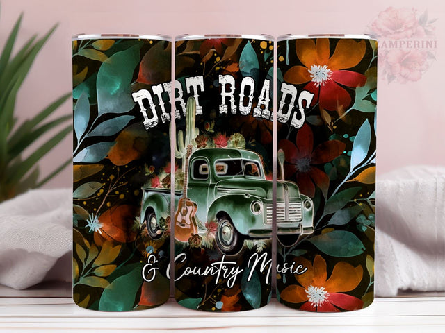 Dirt Roads and Country Music Seamless Tumbler Wrap PNG, Country Music 20oz Tumbler Wrap PNG, Straight & Tapered Tumbler Wrap, Instant Digital Download Sublimation Li Zamperini 