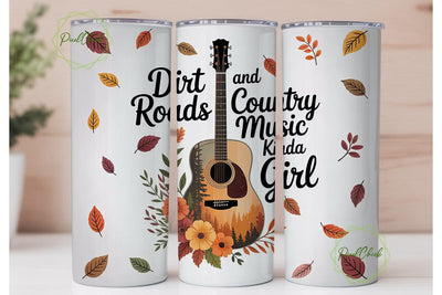 Dirt Roads Country Music Tumbler Wrap Sublimation PixelChick 