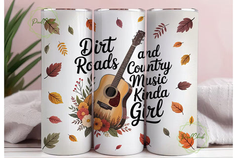 Dirt Roads Country Music Tumbler Wrap Sublimation PixelChick 