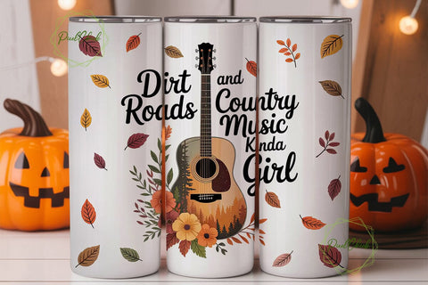 Dirt Roads Country Music Tumbler Wrap Sublimation PixelChick 