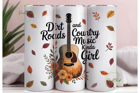Dirt Roads Country Music Tumbler Wrap Sublimation PixelChick 