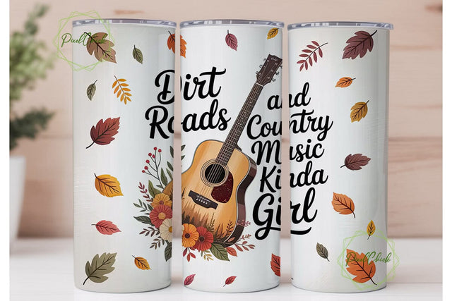 Dirt Roads Country Music Tumbler Wrap Sublimation PixelChick 