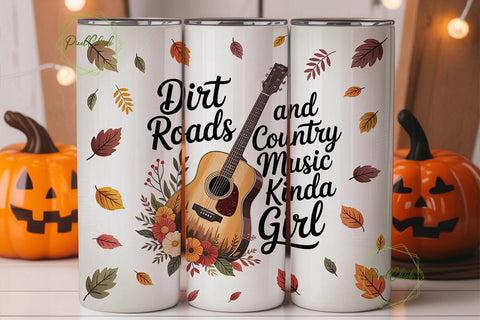 Dirt Roads Country Music Tumbler Wrap Sublimation PixelChick 