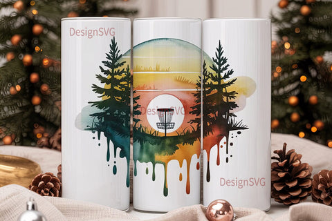 Disc Golf Sunset 20oz Tumbler Wrap Sublimation DesignSVG 
