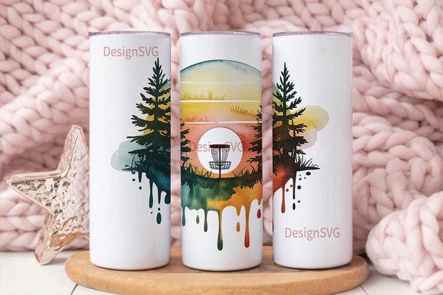 Disc Golf Sunset 20oz Tumbler Wrap Sublimation DesignSVG 
