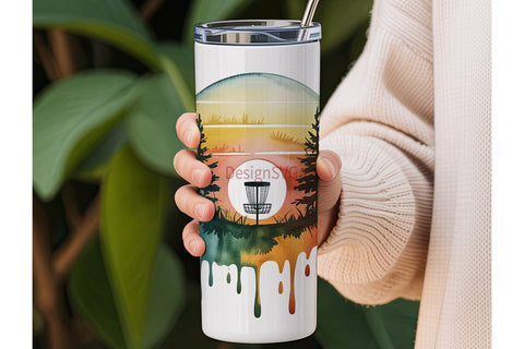 Disc Golf Sunset 20oz Tumbler Wrap Sublimation DesignSVG 