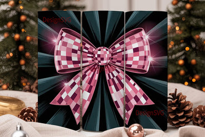 Disco Ball Bow 20oz Tumbler Wrap Sublimation DesignSVG 