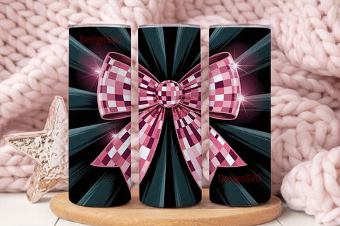 Disco Ball Bow 20oz Tumbler Wrap Sublimation DesignSVG 