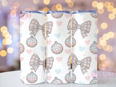 Disco Ball Bow Tumbler, Pink Bow Tumbler, Party 20oz Wrap, Sublimation Design, Stylish Gift Idea, Sparkly Bow Wrap, Fun Disco Tumbler Sublimation SvggirlplusArt 