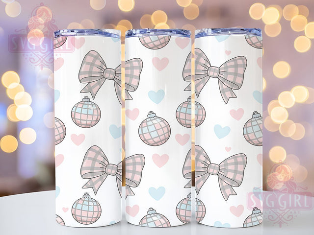 Disco Ball Bow Tumbler, Pink Bow Tumbler, Party 20oz Wrap, Sublimation Design, Stylish Gift Idea, Sparkly Bow Wrap, Fun Disco Tumbler Sublimation SvggirlplusArt 