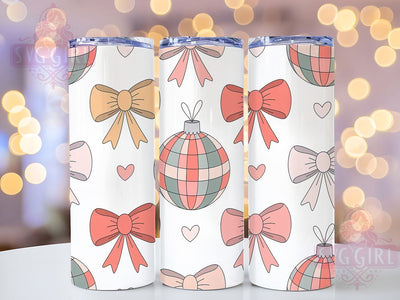 Disco Ball Bow Tumbler, Pink Bow Tumbler, Party 20oz Wrap, Sublimation Design, Stylish Gift Idea, Sparkly Bow Wrap, Fun Disco Tumbler Sublimation SvggirlplusArt 