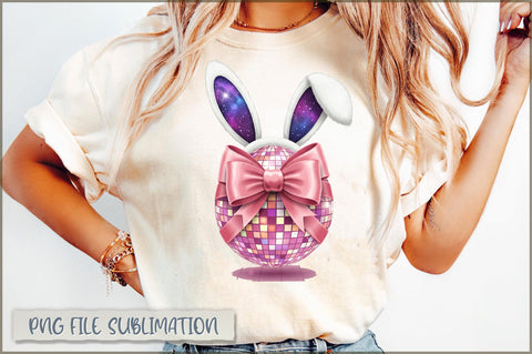 Disco Ball Bunny Coquette Easter PNG Sublimation Shetara Begum 