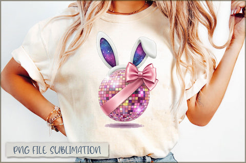 Disco Ball Bunny Coquette Easter PNG Sublimation Shetara Begum 