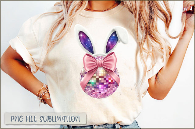Disco Ball Bunny Coquette Easter PNG Sublimation Shetara Begum 