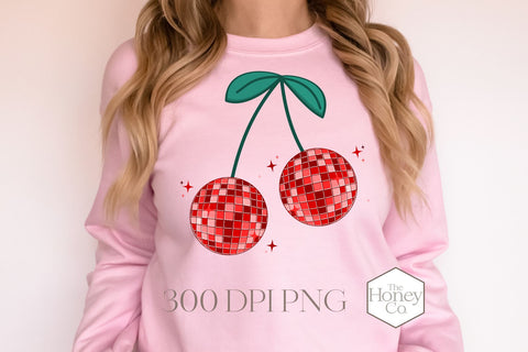 Disco Ball Cherry Valentine Sublimation | Disco Cherries PNG Sublimation The Honey Company 