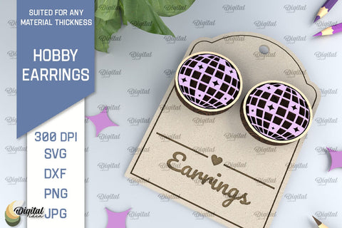 Disco Ball Earrings Laser Cut Design. Hobby Earrings SVG SVG Evgenyia Guschina 