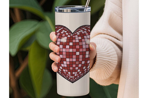 Disco Ball Heart 20oz Tumbler Design Sublimation DesignSVG 
