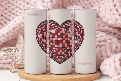 Disco Ball Heart 20oz Tumbler Design Sublimation DesignSVG 