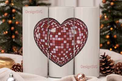 Disco Ball Heart 20oz Tumbler Design Sublimation DesignSVG 