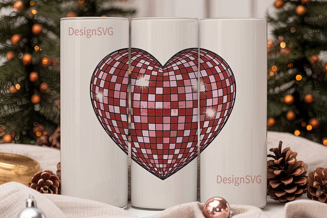 Disco Ball Heart 20oz Tumbler Design Sublimation DesignSVG 