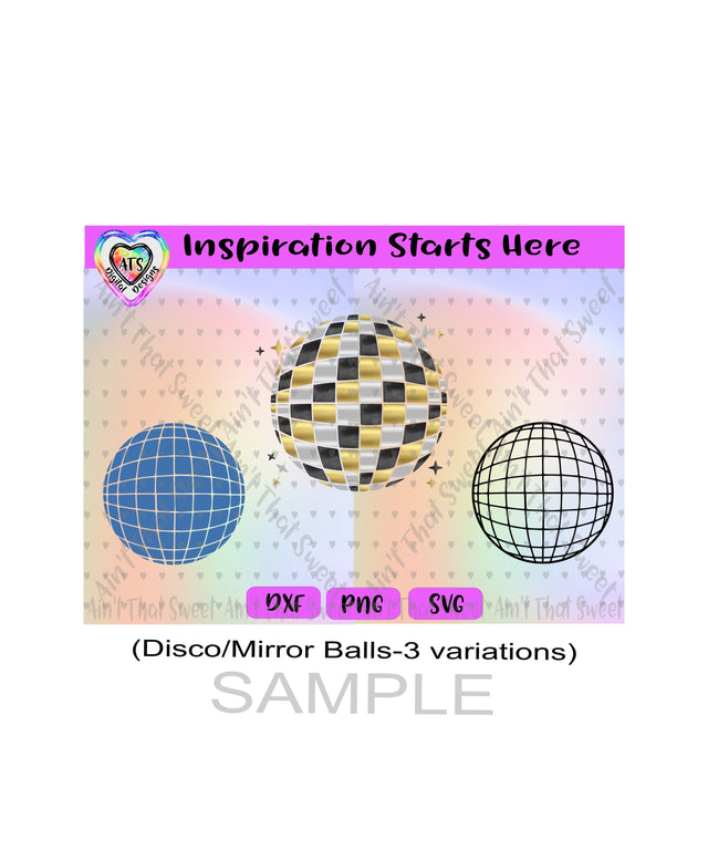 Disco Ball - Mirror Ball | Transparent PNG SVG DXF - Silhouette, Cricut, ScanNCut SVG Aint That Sweet 