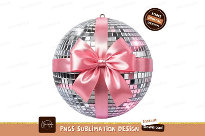 Disco Ball Pink Bow Isolated Object Sublimation Designangry 
