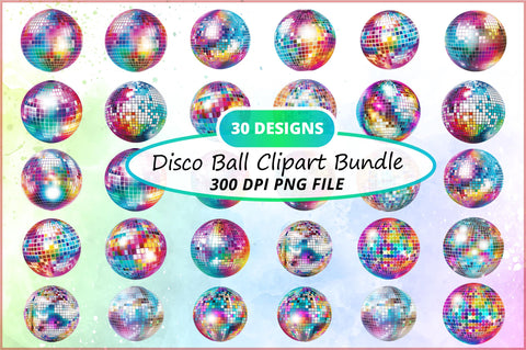 Disco Ball PNG Clipart Bundle Sublimation Regulrcrative 