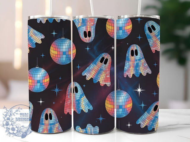 Disco Ghost Iridescent Halloween Tumbler, Disco Ghost Design, Cute Halloween Tumbler, Retro Pastel Goth, Ghost Sublimation Wrap, 20Oz Tumbler Design, Halloween Drinkware Sublimation ToriDesigns 